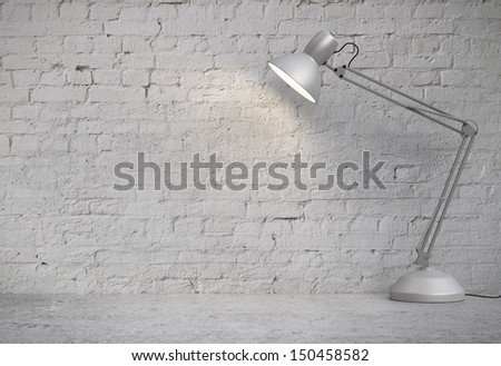desk lamp in white  brick interior