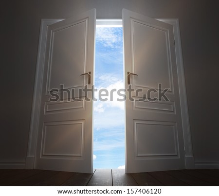 room with open big door to sky
