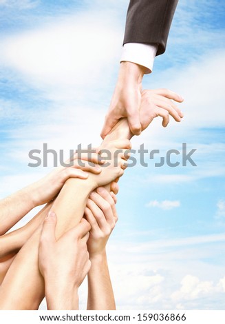 hand holding group hands, help concept