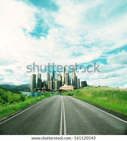 road to city and beautiful nature