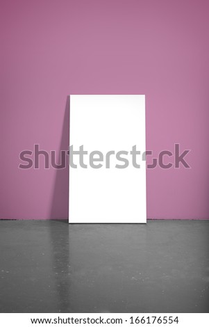 realistic concrete floor and pink wall with poster