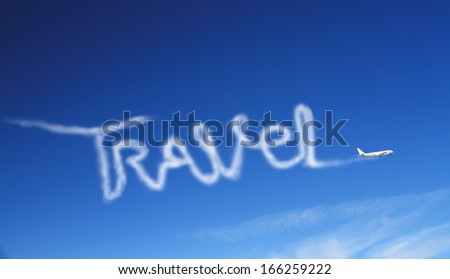 airplane in the sky drawing word travel