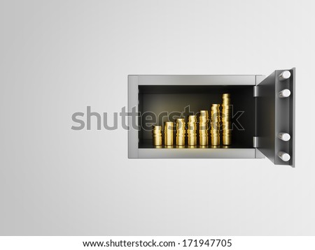 safe in wall with growth money chart