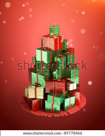 christmas tree made from a gifts mountain of colorful christmas tree made from a gifts mountain of colorful