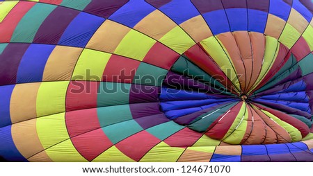 Generic abstract of a grounded hot air balloon color. its textile texture, shot take in Turkey from the top of the craft