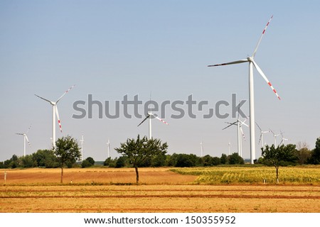 location of wind turbines in an open field