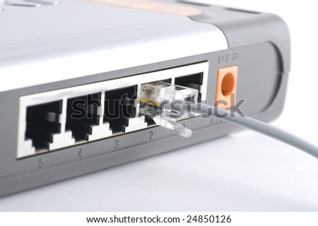 object on white - connecting on the ETHERNET switch