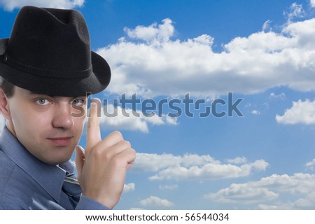people on blue sky - men on hat