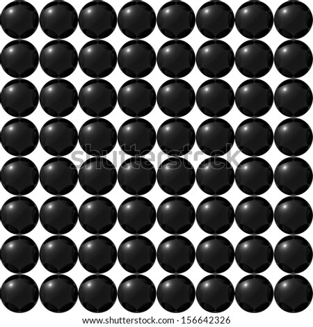 Black balls arranged in neat rows on a white background. Seamless image