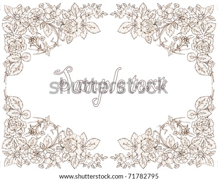 decorative frame of flowers, drawn in pencil