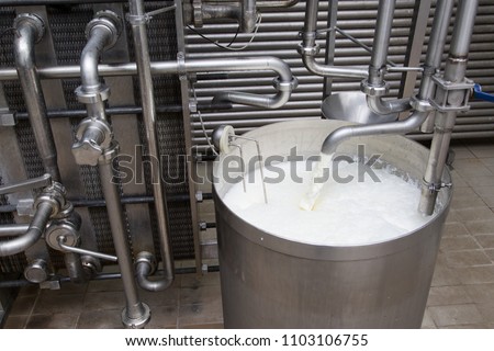 Process Of Filling The Milk Storage Tank  In Modern Dairy