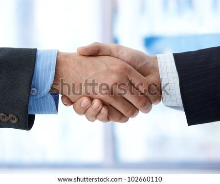 Closeup photo of business handshake, agreement, success, congratulation.