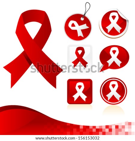 Set of red awareness ribbons Set of red awareness ribbons