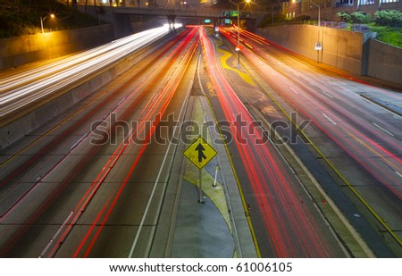 Merging Freeway traffic Time Lapse at night