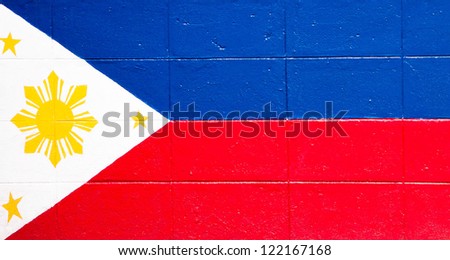 Philippines flag painted on a brick wall