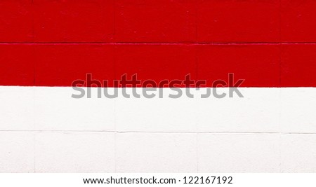 Indonesia flag painted on a brick wall