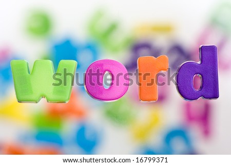 The word word spelled out in colorful letters.