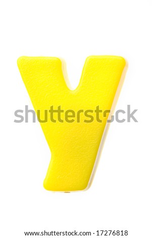 An Yellow Lowercase Letter Y Isolated On A White Background. Stock 