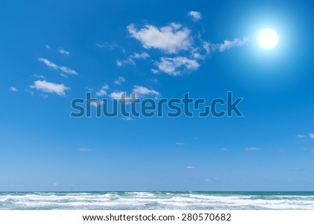 Beautiful blue Caribbean sky, sea and sun