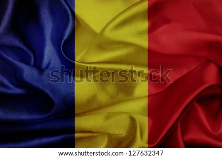 Romania grunge waving flag