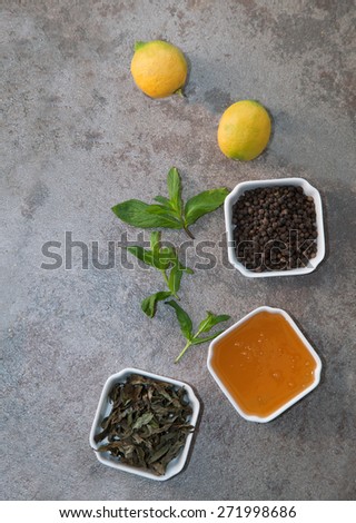 Fresh and Healty Foods for Herbal Tea with Vertical Frame