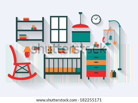Nursery or Baby Room with Cot Furniture and Fittings Long Shadows Nursery or Baby Room with Cot Furniture and Fittings Long Shadows