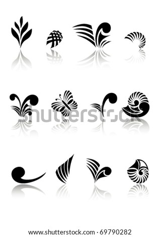 stock vector Maori Koru Design Logos Elements Set
