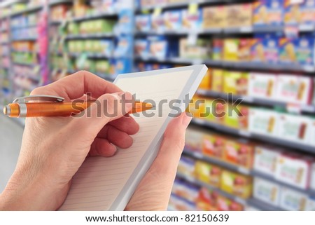Writing a Shopping List in the Supermarket