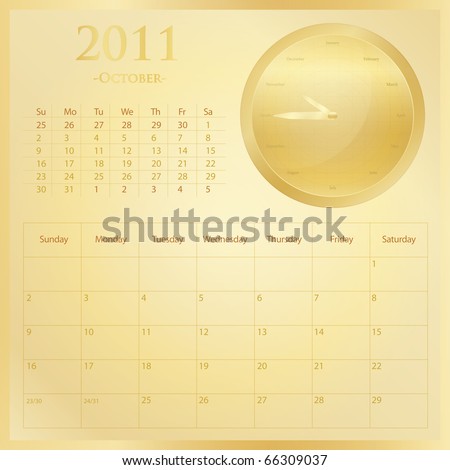 october 2011 calendar. 2011 calendar set - Month