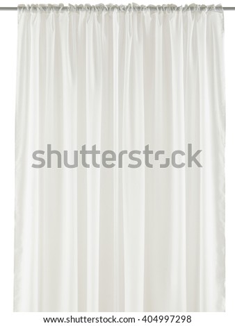 Classic translucent white organza curtain. Isolated on white background. Include path.
