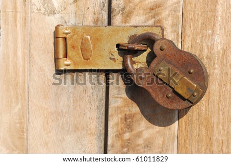 The key to the ancient. Antique key lock. Key lock ancient rust.
