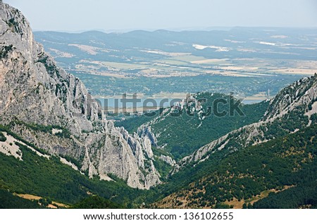 The Vratsata rock phenomenon near the town of Vratsa, North Bulgaria, summer landscape