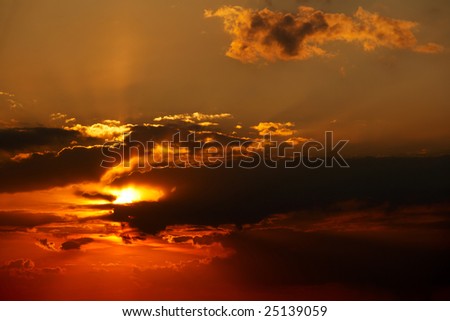 Red cloudy sunset sky