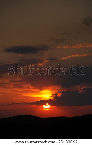 Red cloudy sunset scene