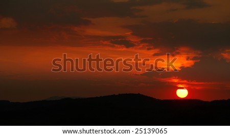 Red cloudy sunset landscape
