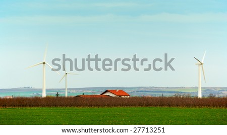 Electricity windmills around a country house