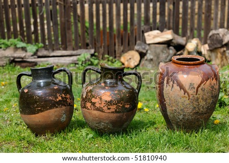 Traditional pottery in a country yard