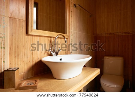 Bathroom interior wooden elements furniture design