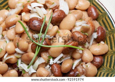 Traditional Bulgarian beans salad with onions