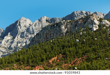 Nature scenery with Saint Victoire mountain near Aix en Provence town, South France