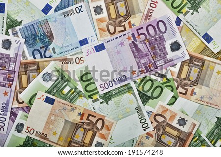 Close-up pattern of Euro paper currency