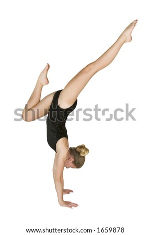 12 year old caucasian girl in gymnastics poses