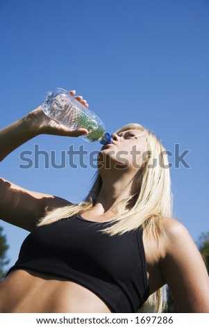 Model Release 358  Teenage girl drinking water