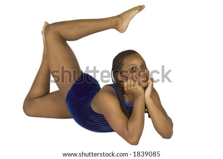 Model Release #283   13 year old African-American girl in gymnastics poses