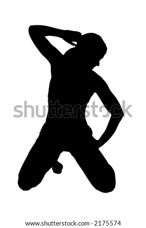 Woman silhouetted in a gymnastic / dancing pose with clipping path