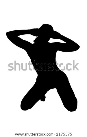 Woman silhouetted in a gymnastic / dancing pose with clipping path