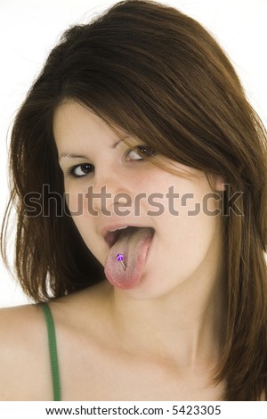 piercing tongue. to show tongue piercing