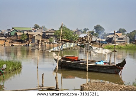Kompong Chhang Fishing Village located  on the Tonle Sap River north of Phnom Penh, Cambodia