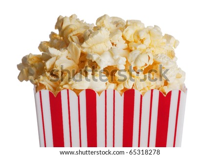 Box of popcorn isolated  on a white background