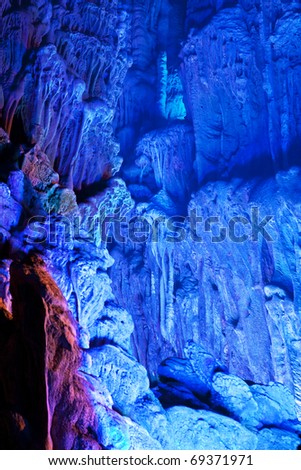The beautifully illuminated Reed Flute Caves located in Guilin, Guangxi Provine, China